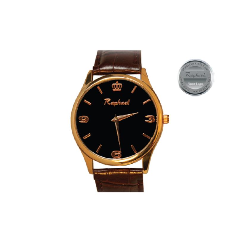 Raphael Gold Rim Leather Strap Wristwatch